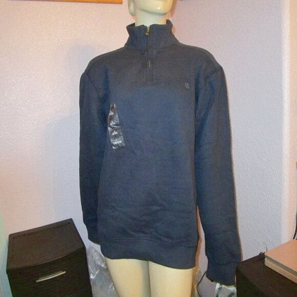IZOD Mens Classic Quarter Zip Rugby Pullover Sweater Size M Peacoat Blue NWT - Picture 3 of 10